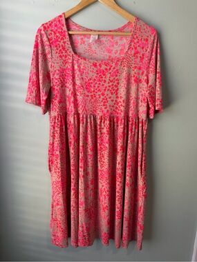 Boutique Pink & Coral Printed Babydoll Dress Size L